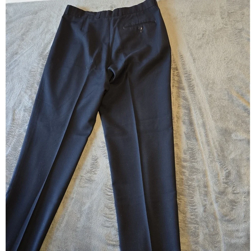 St Michael Marks & Spencer Men's‎ Dress Pants 34x31 Navy Blue Wool Blend Pleated